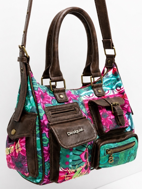 Desigual Handbags - Vintage Desigual Floral Patchwork Shoulder Bag Multi Pocket Boho Satchel Purse
